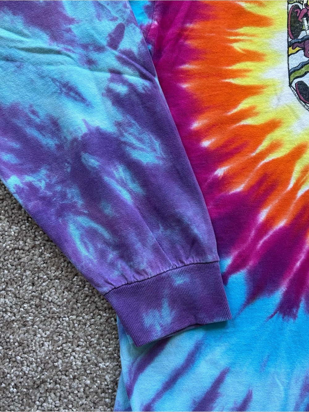 Vintage Grateful Dead Tie Dye Long Sleeve Shirt XL Jerry Garcia Steal Your Face - Picture 9 of 9